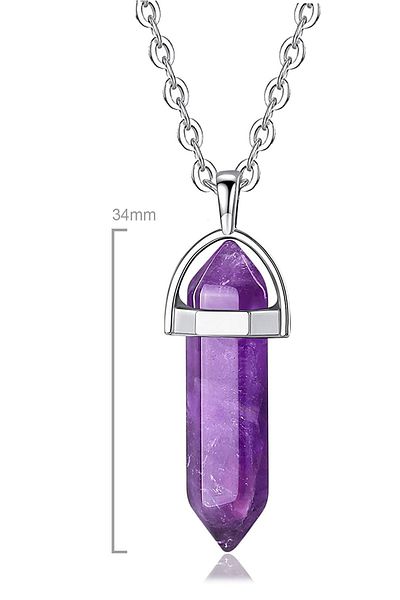 Armis Amethyst Natural Stone Pandula Necklace - Chain Included