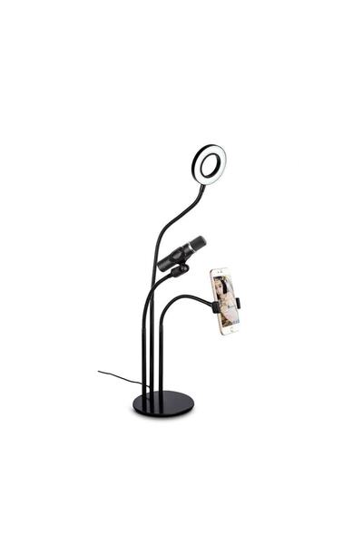 Sezy Telefon Tutucu Tripod 3 Kademeli Mikrofon Standı Usb Masa Lambası