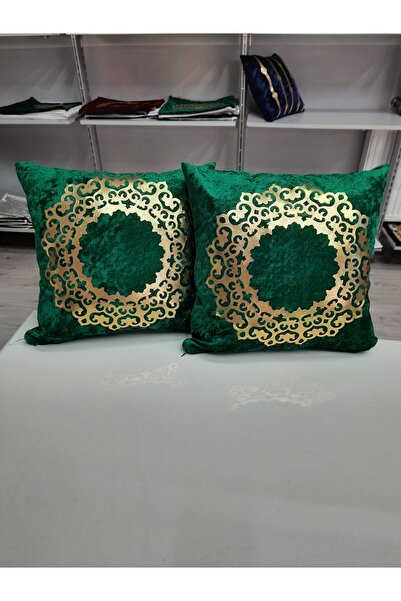 SEHARA Husa de perna din catifea 2 bucati/piele cu frunze brodata/40x40cm