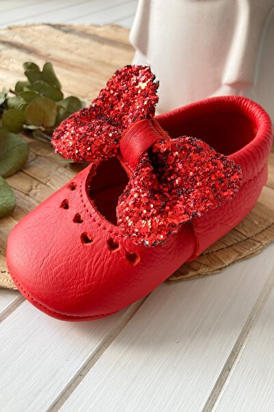 Li Puna - Shine Series Red 100% Leather Baby First Step Shoes