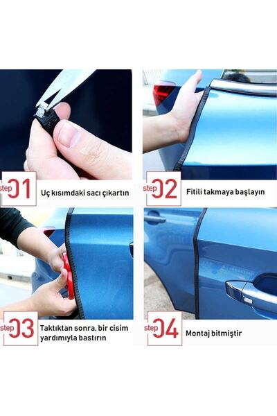 Güçlas Araba Kapı Kenar Oto Kapı Koruyucu Saçlı Fitil Siyah (1 METRE)
