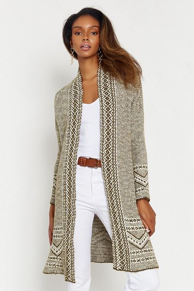 Hopoi Khaki Patterned Women's Cardigan