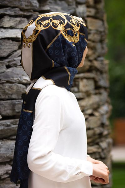Vissona Γυναικείο Fresh Silk Shawl Navy Blue Gold