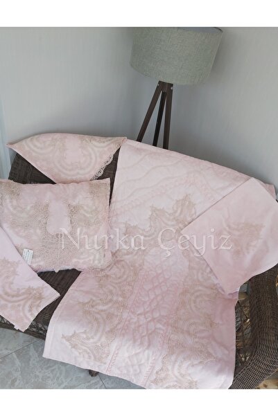 Nurka Çeyiz Pudra Renk Çeyizlik 6 Parça Lüx Şaseli Seccade Seti