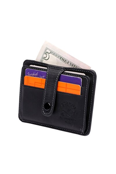 By Hakan West Polo-115c Старений шкіряний гаманець для карток, чорний