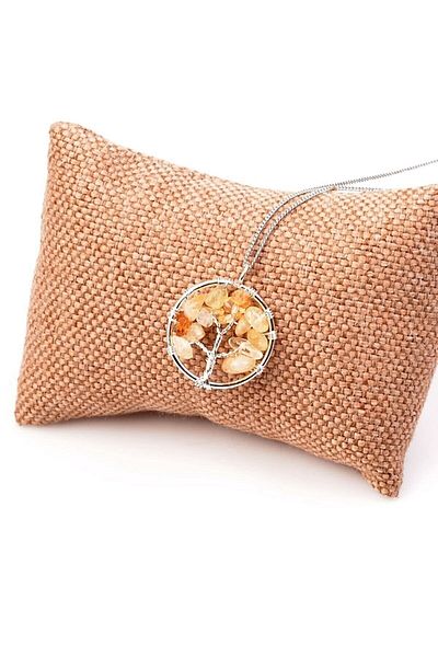 Armis Citrine Stone Tree of Life Natural Stone Pendant