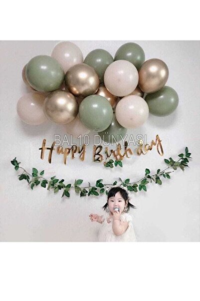 BEST PARTİ DOĞUM GÜNÜ PARTİ SÜSLERİ Mold Green - Skin Color - Chrome Gold Bal...