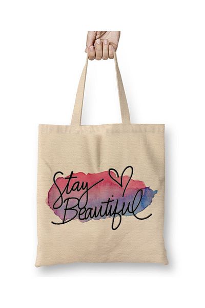 Baskı Dükkanı Stay Beautiful υφασμάτινη τσάντα με μακριά λαβή