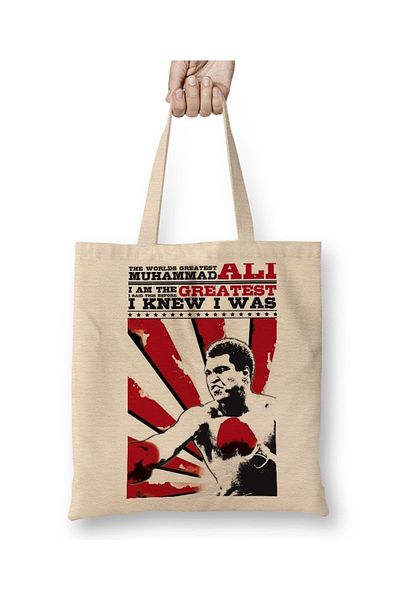 Baskı Dükkanı Υφασμάτινη τσάντα πυγμαχίας Muhammad Ali με μακριά λαβή