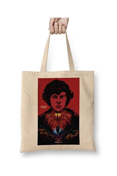 Baskı Dükkanı حقيبة قماش من Stranger Things ذات مقبض طويل