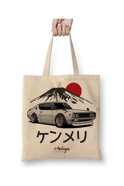 Baskı Dükkanı Skyline Gtr Kenmeri υφασμάτινη τσάντα με μακριά λαβή