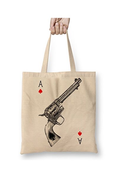Baskı Dükkanı Ace of Spades poker tkanina Torba duga Sa ručkom