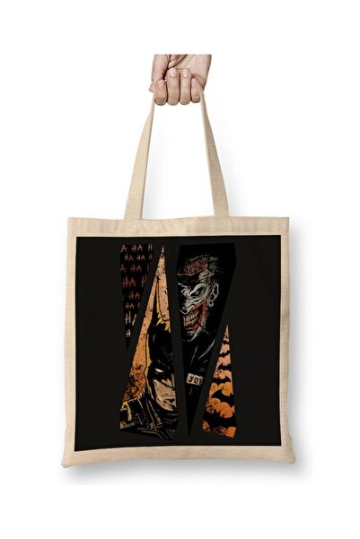 Baskı Dükkanı Τάξη και Χάος Μπάτμαντμαν και Τζόκερ Υφασμάτινη Τσάντα με Μακρι...