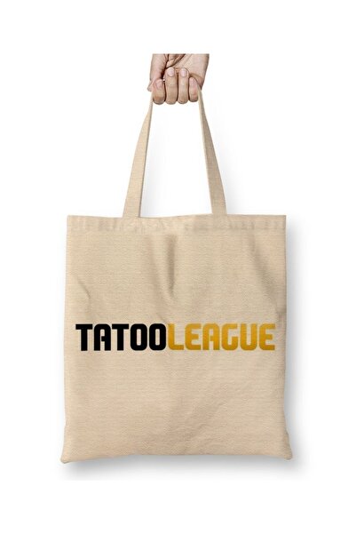 Baskı Dükkanı Tatooleague logo crna tkanina Torba dugačka Sa ručkom