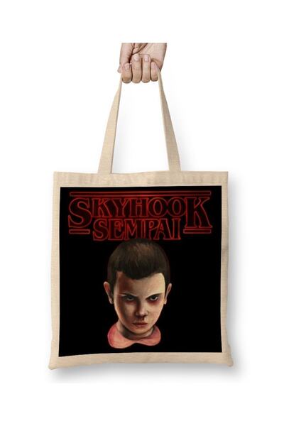Baskı Dükkanı Stranger Things Geantă din pânză Stranger Sempai cu mâner lung