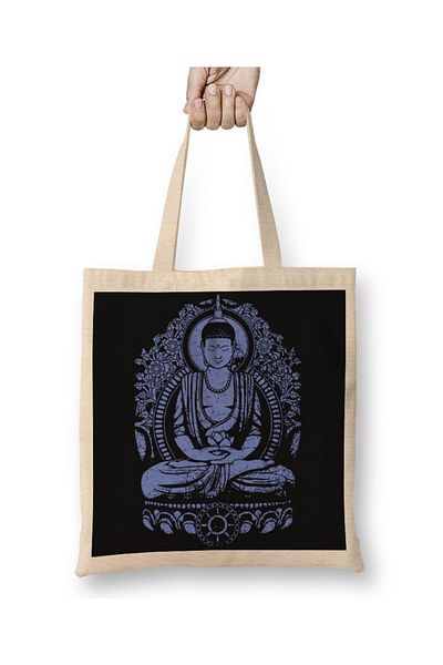 Baskı Dükkanı Υφασμάτινη τσάντα Buddha με μακριά λαβή