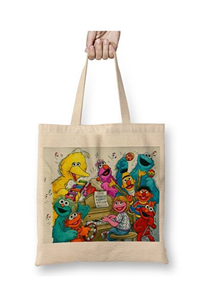 Baskı Dükkanı حقيبة يد سمسم ستريت ذات مقبض طويل