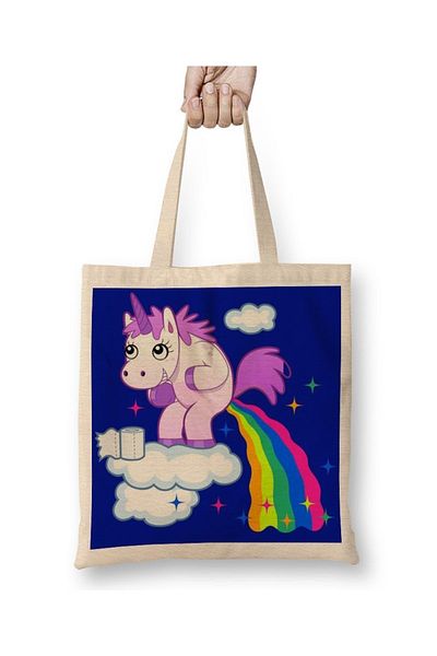 Baskı Dükkanı Υφασμάτινη τσάντα Unicorn με μακριά λαβή
