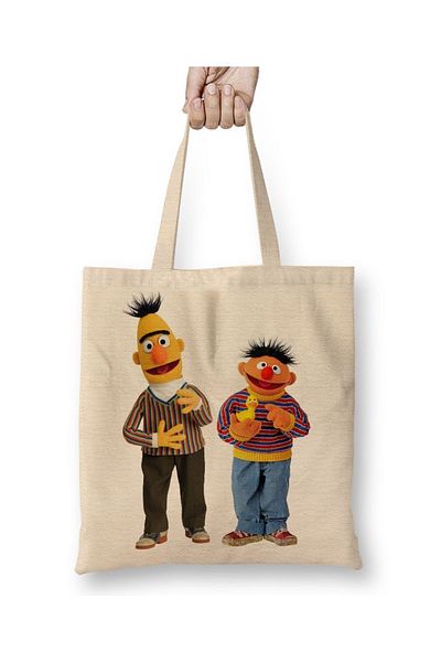 Baskı Dükkanı Sesame Street Edi & Büdü 2 υφασμάτινη τσάντα με μακριά λαβή