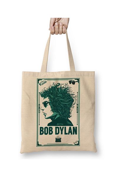 Baskı Dükkanı Υφασμάτινη τσάντα Bob Dylan με μακριά λαβή