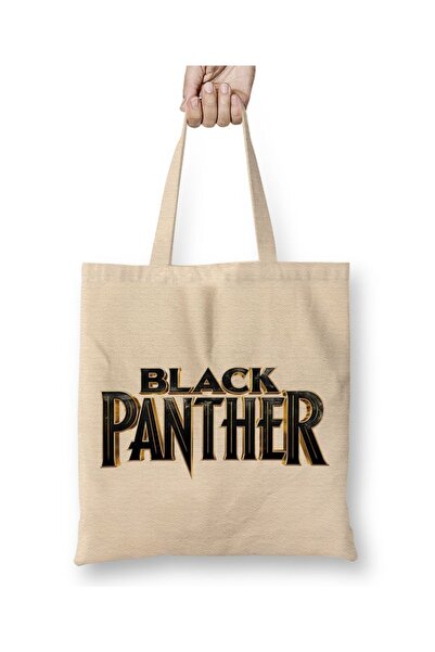 Baskı Dükkanı حقيبة قماش بلاك بانثر 03 بمقبض طويل