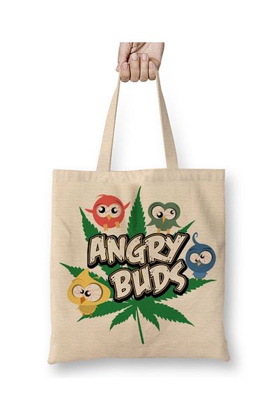 Baskı Dükkanı Υφασμάτινη τσάντα με μακριά λαβή Angry Buds