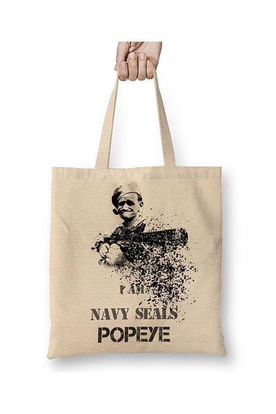 Baskı Dükkanı Popeye Fuzileiro Naval υφασμάτινη τσάντα με μακριά λαβή