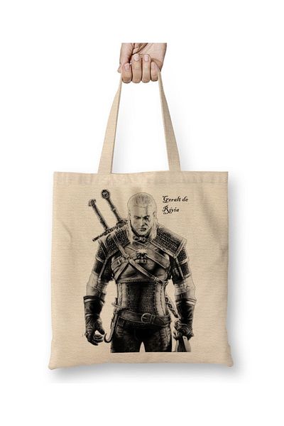 Baskı Dükkanı Υφασμάτινη τσάντα The Witcher 3 με μακριά λαβή