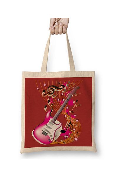 Baskı Dükkanı Music Music Guitar 2 Cloth Bag Long Handle