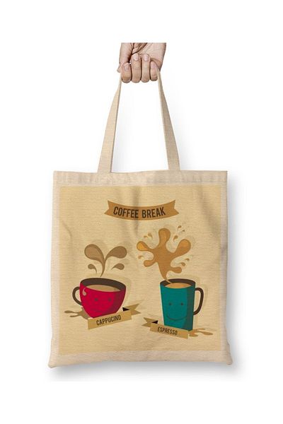 Baskı Dükkanı Coffee Break υφασμάτινη τσάντα με μακριά λαβή
