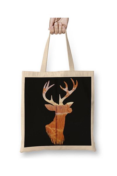 Baskı Dükkanı Υφασμάτινη τσάντα Deer Silhouette με μακριά λαβή