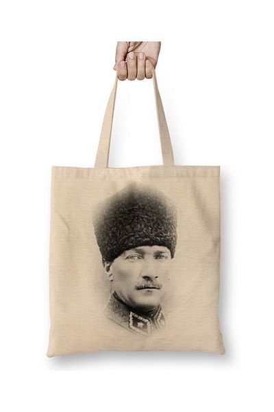 Baskı Dükkanı Mustafa Kemal Atatürk 07 Geantă din pânză cu mâner lung