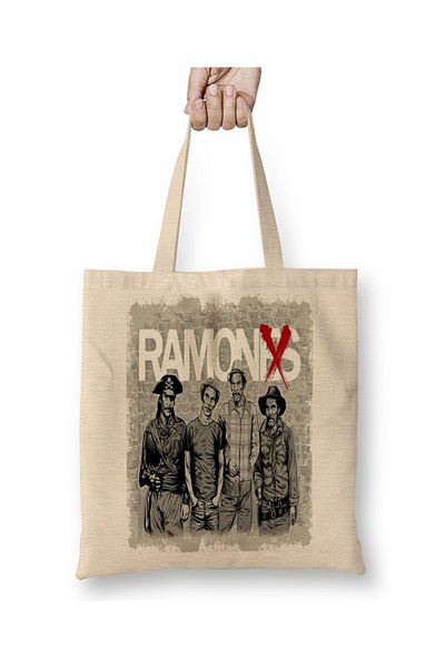 Baskı Dükkanı Geantă din pânză Ramones cu mâner lung