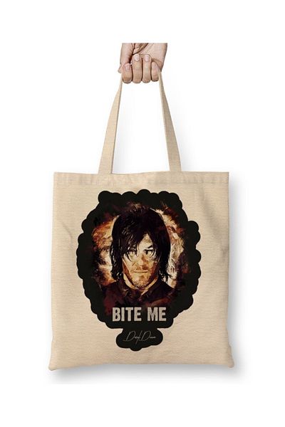 Baskı Dükkanı Geantă din pânză Daryl Dixon The Walking Dead cu mâner lung