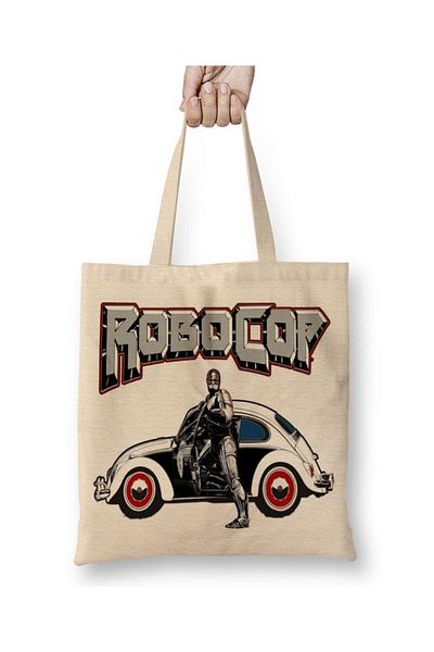Baskı Dükkanı Υφασμάτινη τσάντα Robocop De Fusca με μακριά λαβή
