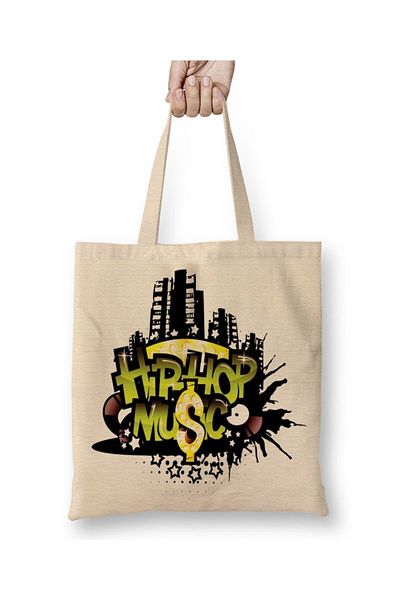Baskı Dükkanı Υφασμάτινη τσάντα Hip Hop Music με μακριά λαβή