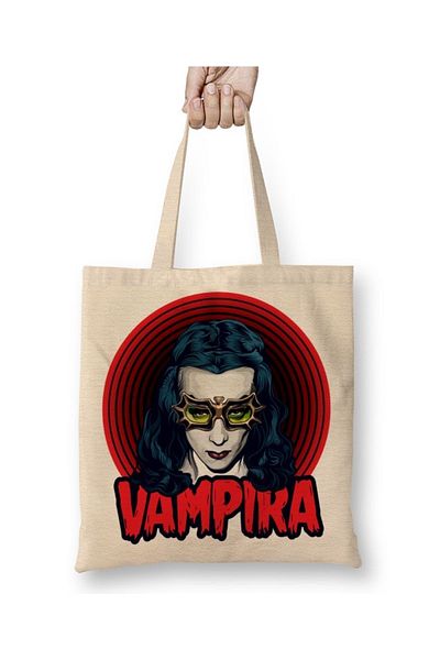 Baskı Dükkanı Vampira Bow Down To Varpir υφασμάτινη τσάντα με μακριά λαβή