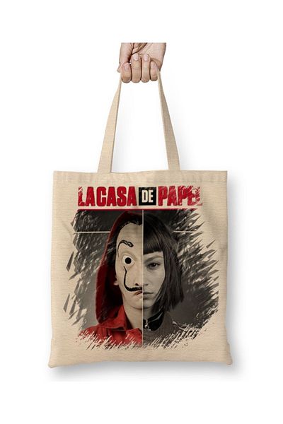 Baskı Dükkanı Geantă din pânză La Casa De Papel cu mâner lung