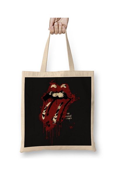 Baskı Dükkanı Geantă din pânză The Rolling Stones cu mâner lung