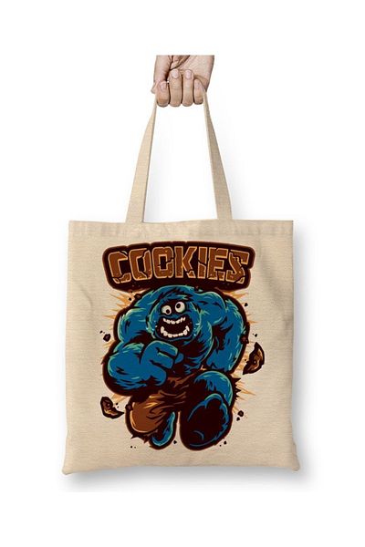 Baskı Dükkanı Cookie Monster Cookie Monster Hulk υφασμάτινη τσάντα με μακριά λαβή