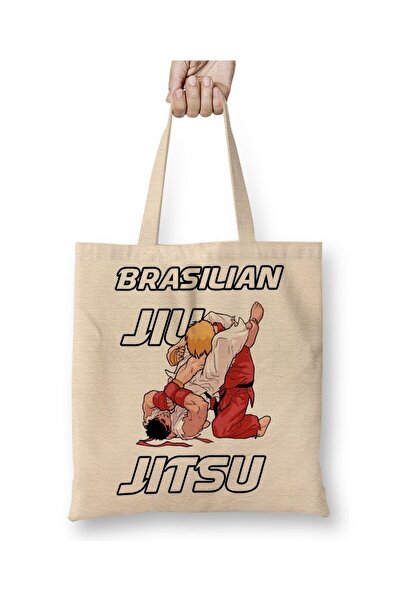 Baskı Dükkanı Brazilski džiu džitsu Brazilski džiudžitsu 01 Tkanina Torba Dug...