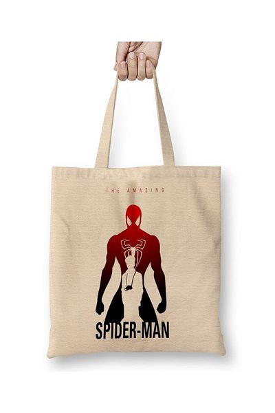 Baskı Dükkanı Υφασμάτινη τσάντα Kp Spider Man με μακριά λαβή