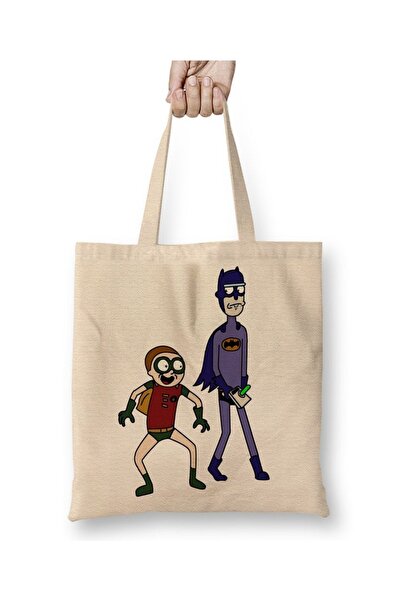 Baskı Dükkanı Batrick E Robin Morty tkanina Torba duga Sa ručkom