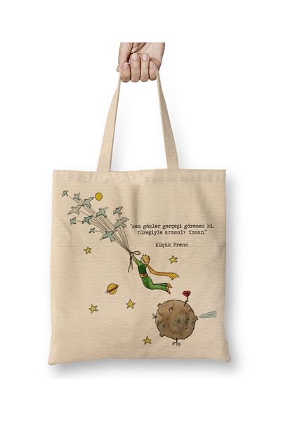 Baskı Dükkanı Le Petit Prince Little Prince 05 υφασμάτινη τσάντα μακριά λαβή