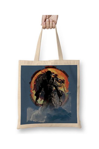 Baskı Dükkanı Υφασμάτινη τσάντα Alien Mortal Kombat Gamer Games με μακριά λαβή