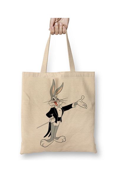 Baskı Dükkanı Geantă din pânză Looney Tunes Bugs Bunny The Magician Mâner lung