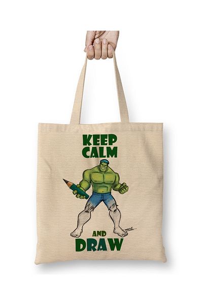 Baskı Dükkanı Draw υφασμάτινη τσάντα Hulk με μακριά λαβή