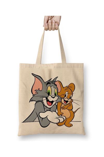 Baskı Dükkanı Geantă din pânză Tom și Jerry cu mâner lung