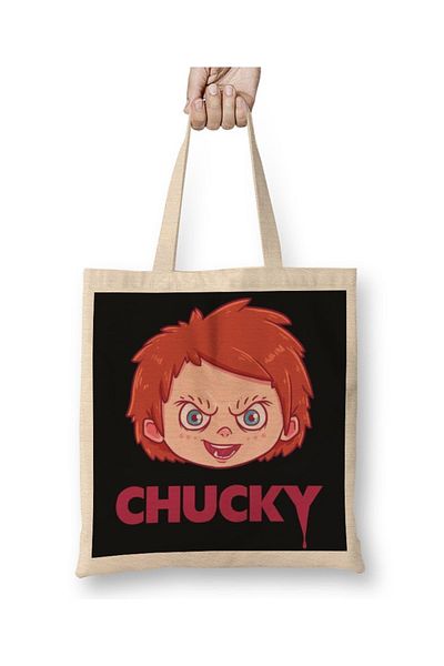 Baskı Dükkanı Υφασμάτινη τσάντα Chucky's Head με μακριά λαβή