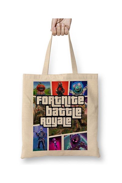 Baskı Dükkanı Υφασμάτινη τσάντα Fortnite Gta με μακριά λαβή